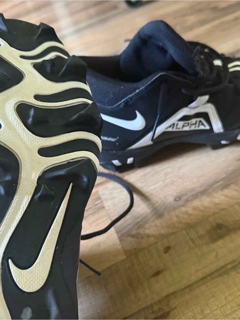 Nike Black and White Alpha Football Cleats